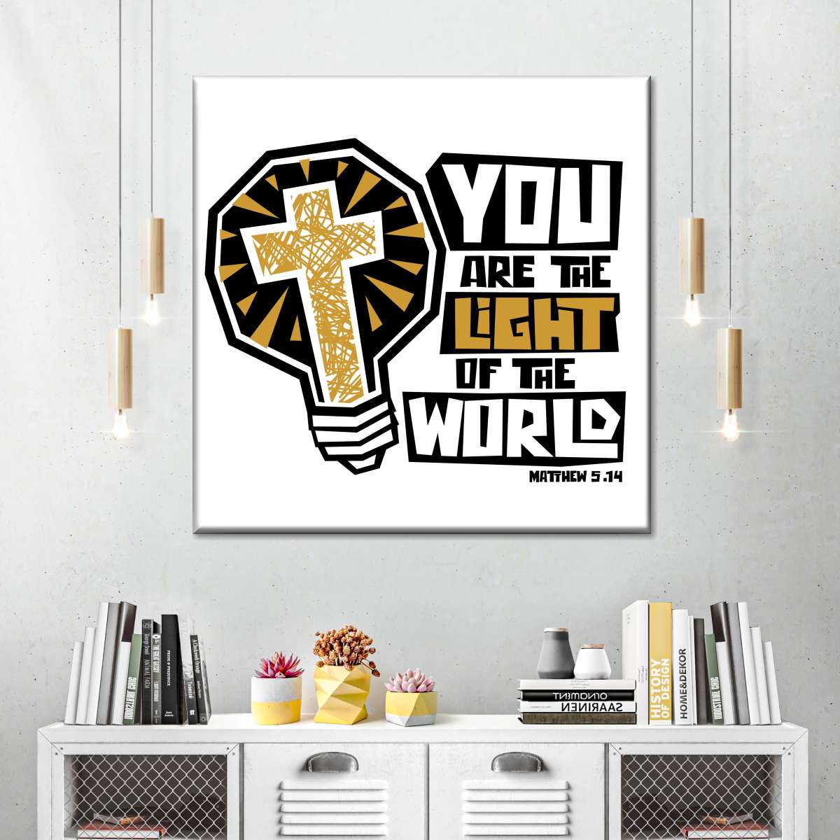 Light Of The World Verse Square Canvas Art - Christian Wall Decor - Christian Wall Hanging