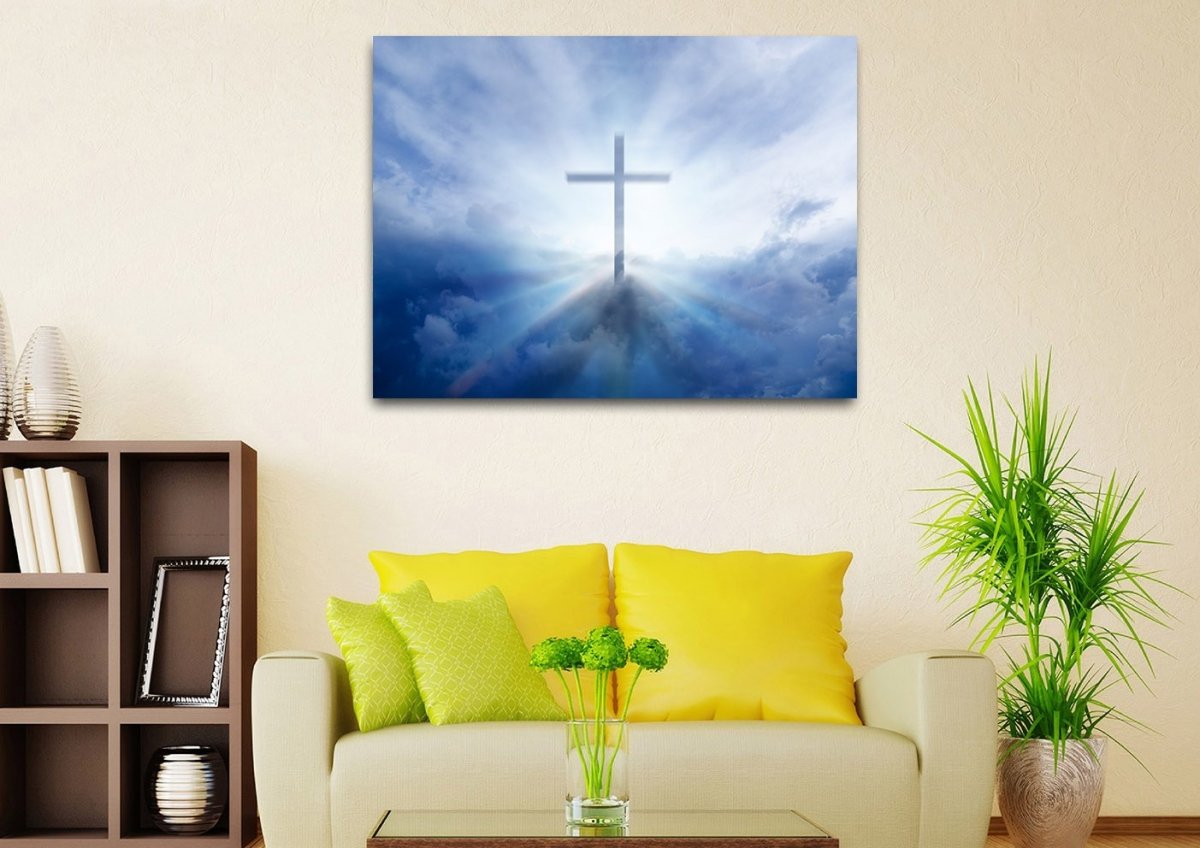 Light Rays On Cross Wall Art - Christian Canvas Wall Art