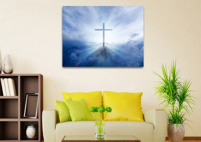 Light Rays On Cross Wall Art - Christian Canvas Wall Art