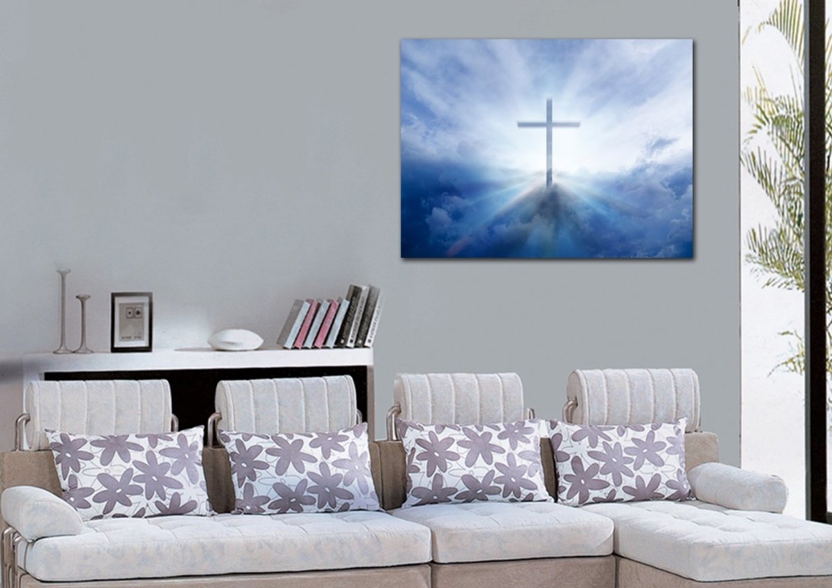 Light Rays On Cross Wall Art - Christian Canvas Wall Art