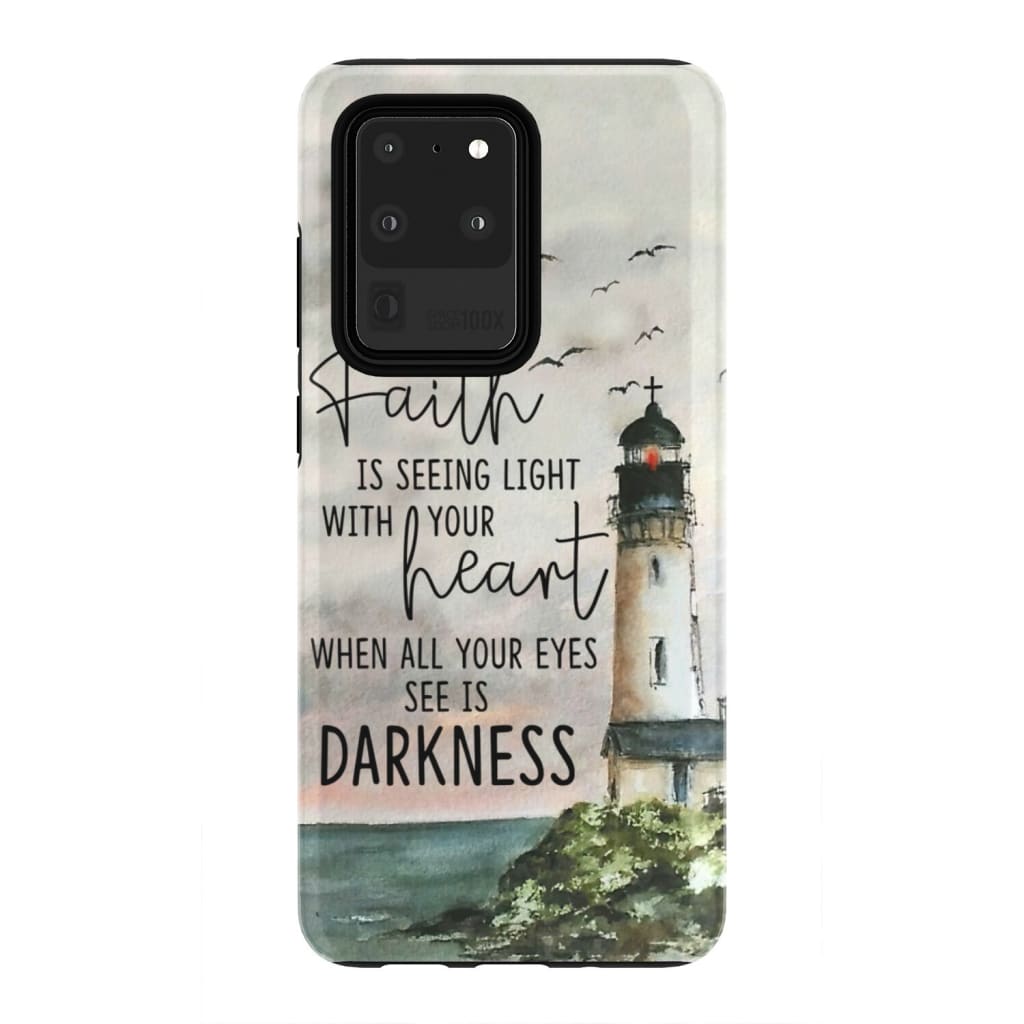 Lighthouse - Faith Is Seeing Light With Your Heart Christian Phone Case - Faith Phone Cases - Inspirational Bible Scripture iPhone Cases