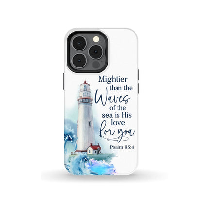 Lighthouse - Mightier Than The Waves Of The Sea Psalm 934 Bible Verse Phone Case - Inspirational Bible Scripture iPhone Cases