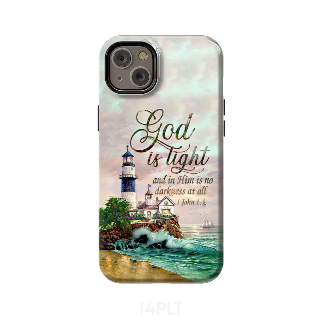 Lighthouse God Is Light And In Him Is No Darkness At All 1 John 15 Bible Verse Phone Case - Scripture Phone Cases - Iphone Cases Christian