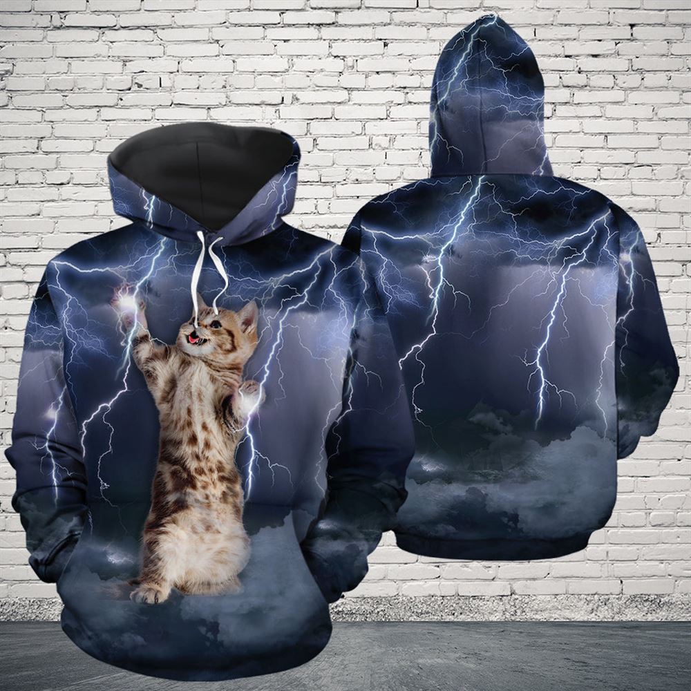 Lightning Cat All Over Print 3D Hoodie For Men And Women, Best Gift For Cat lovers, Best Outfit Christmas