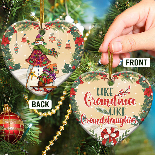 Like Grandma Like Granddaughter Heart Ceramic Ornament - Christmas Ornament - Christmas Gift