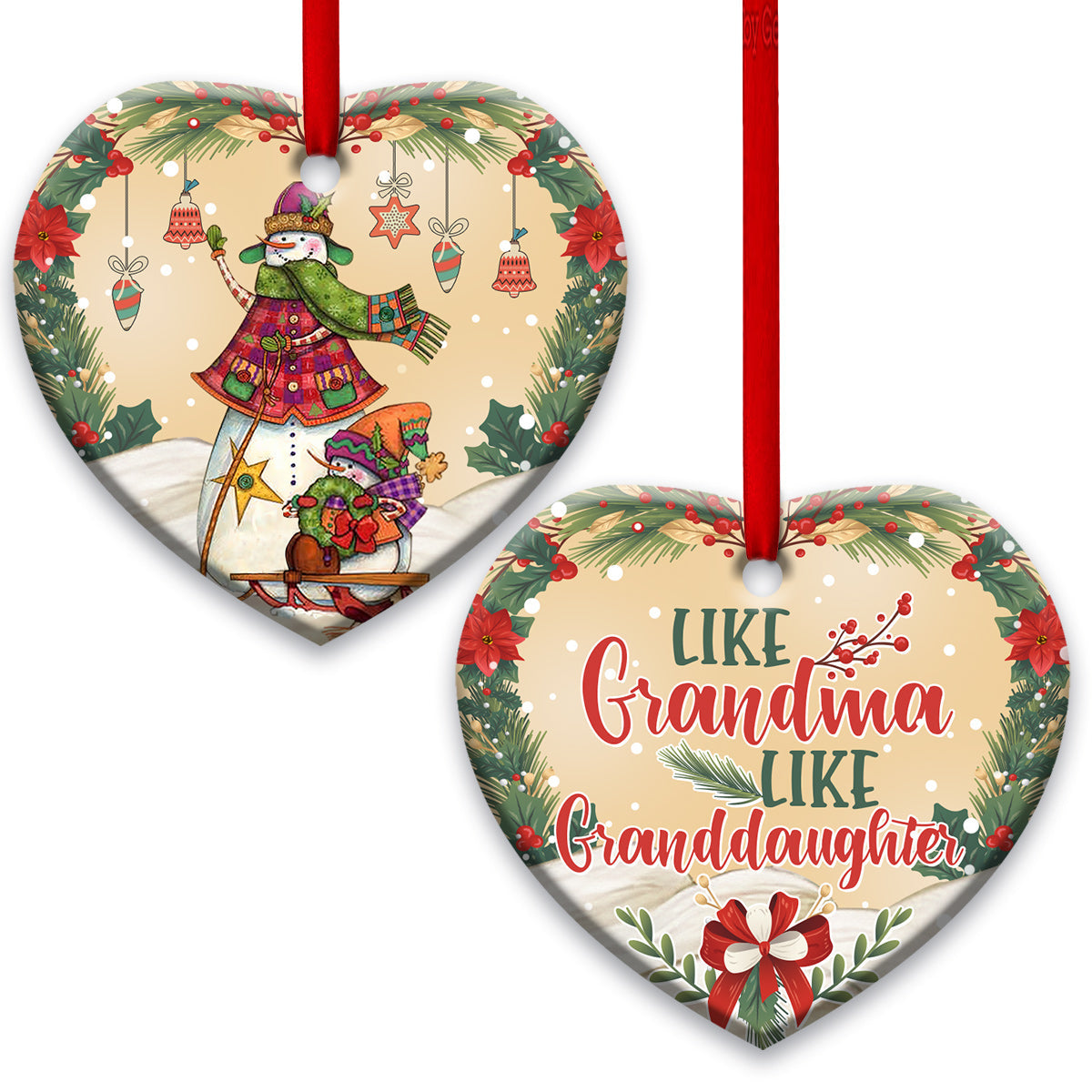 Like Grandma Like Granddaughter Heart Ceramic Ornament - Christmas Ornament - Christmas Gift