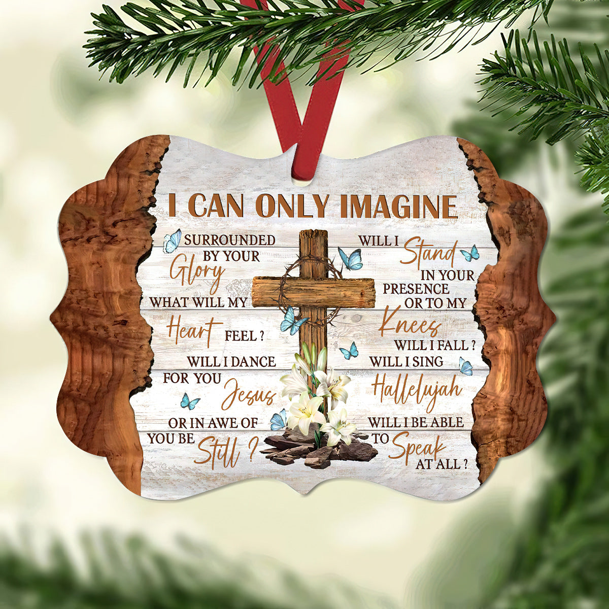Lily Flower Cross Faith I Can Only Imagine Ornament - Christmas Ornament - Ciaocustom