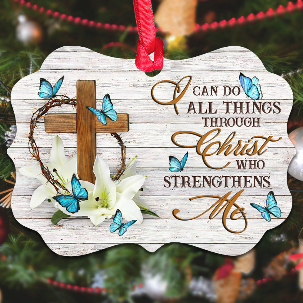 Lily Flower I Can Do All Things Faith Butterfly Metal Ornament - Christmas Ornament - Christmas Gift
