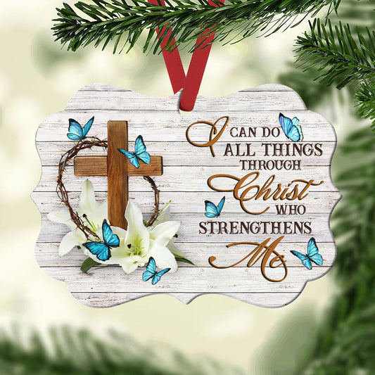 Lily Flower I Can Do All Things Faith Butterfly Metal Ornament - Christmas Ornament - Christmas Gift
