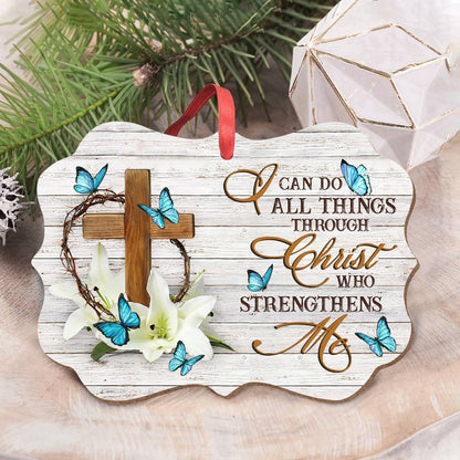 Lily Flower I Can Do All Things Faith Butterfly Metal Ornament - Christmas Ornament - Christmas Gift