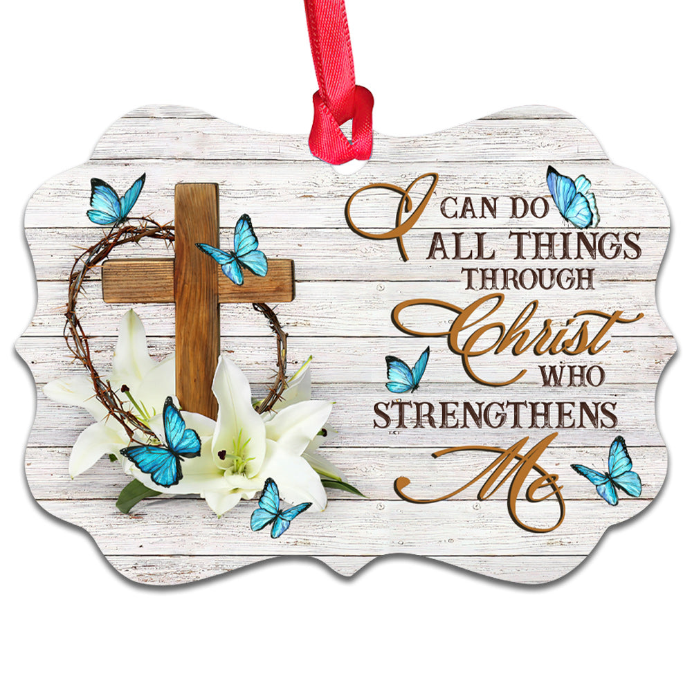 Lily Flower I Can Do All Things Faith Butterfly Metal Ornament - Christmas Ornament - Christmas Gift