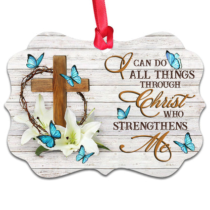 Lily Flower I Can Do All Things Faith Butterfly Metal Ornament - Christmas Ornament - Christmas Gift