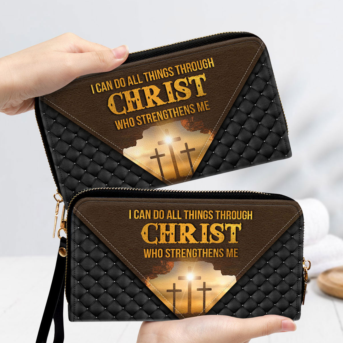 Limited I Can Do All Things Through Christ Clutch Purse For Women - Personalized Name - Christian Gifts For Women