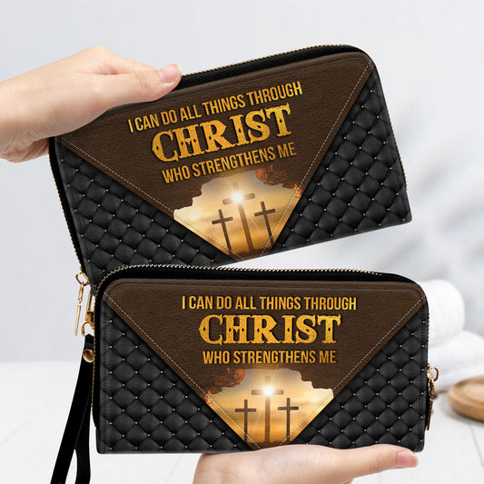 Limited I Can Do All Things Through Christ Clutch Purse For Women - Personalized Name - Christian Gifts For Women