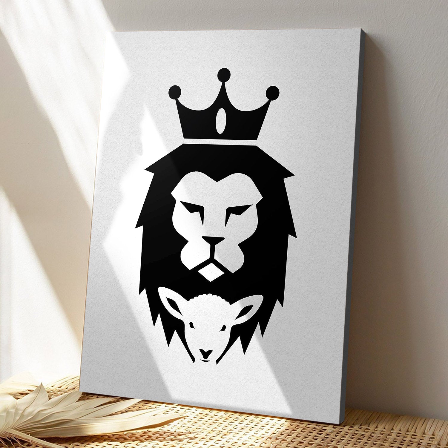 Black White Lion And The Lamb - Christian Artwork - Religious Wall Decor - Faith Canvas Wall Art - Scripture Wall Art - Ciaocustom