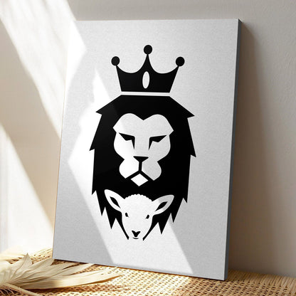 Black White Lion And The Lamb - Christian Artwork - Religious Wall Decor - Faith Canvas Wall Art - Scripture Wall Art - Ciaocustom