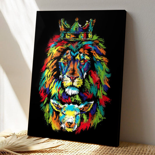 Lion And The Lamb - Christian Wall Decor - Christian Artwork - Religious Wall Decor - Faith Canvas Wall Art - Scripture Wall Art - Ciaocustom
