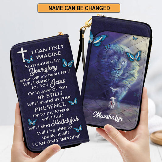 Lion And Butterfly I Can Only Imagine Spiritual Gifts For Women Clutch Purse For Women - Personalized Name - Christian Gifts For Women