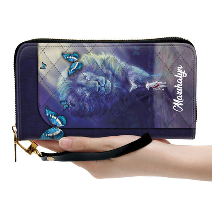 Lion And Butterfly I Can Only Imagine Spiritual Gifts For Women Clutch Purse For Women - Personalized Name - Christian Gifts For Women