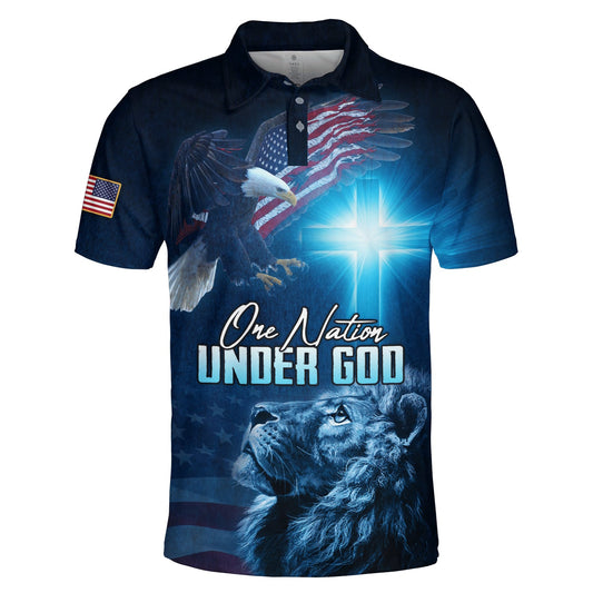 Lion And Eagle One Nation Under God Polo Shirt - Christian Shirts & Shorts