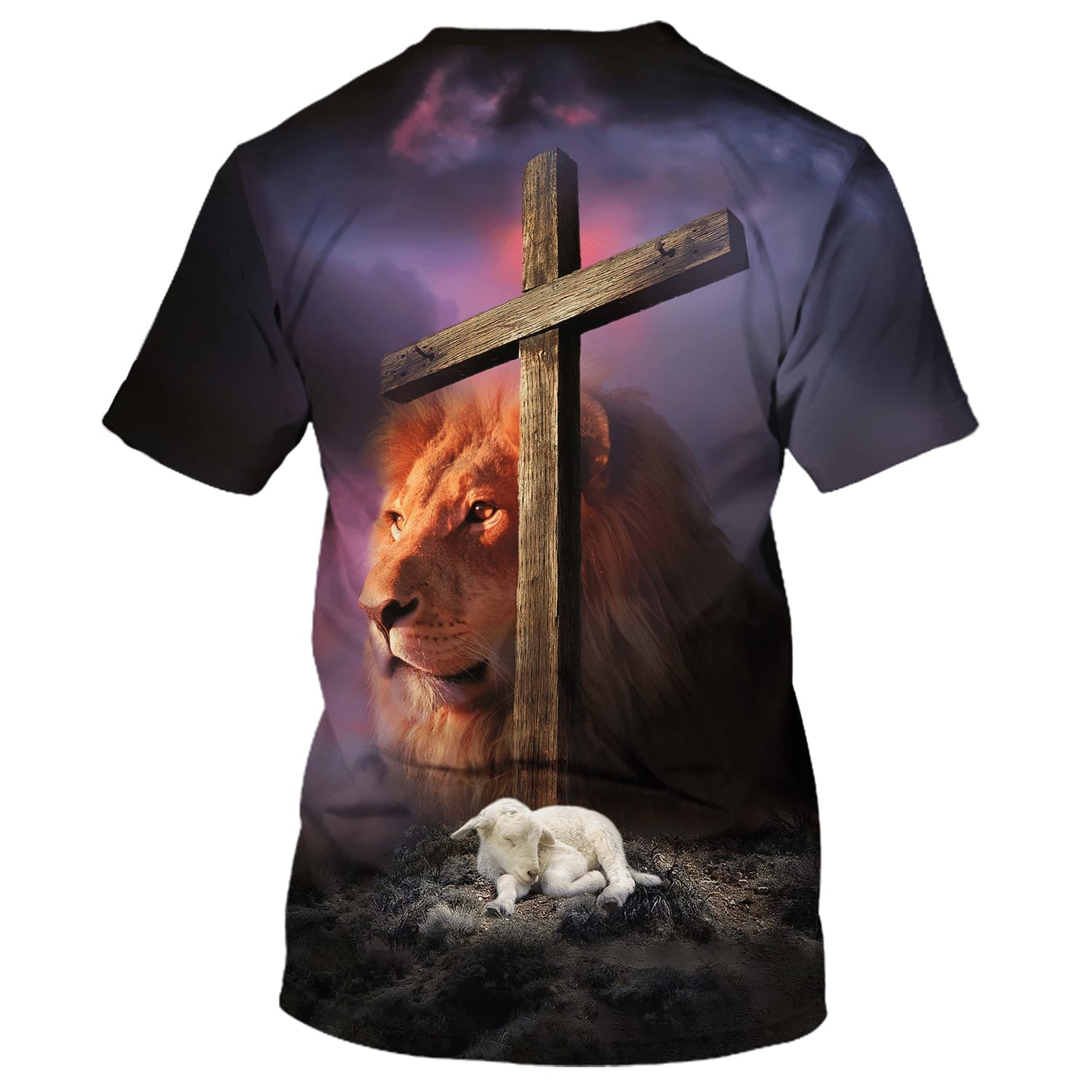 Lion And Lamb Cross Of Christ 3D All Over Printed Shirt for Men and Women