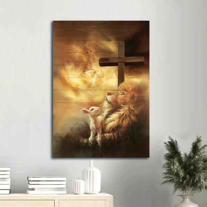 Lion And Lamb Lion Of Judah Lamb Of God Canvas Wall Art - Christian Gift
