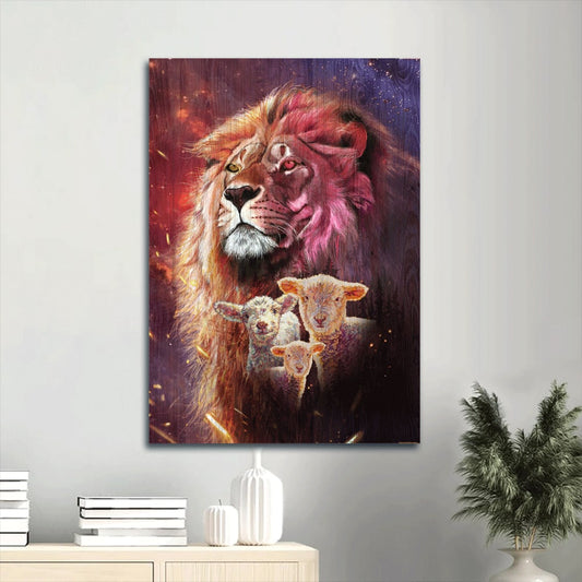 Lion And Lamb Of God Canvas Wall Art - Lion Of Judah Portrait Canvas - Gift For Christian