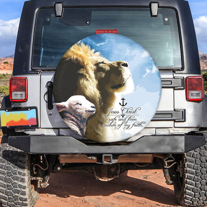 Lion And Lamb Spare Tire Cover - Jesus Christ Anchor Spare Wheel Cover - Christian Gift