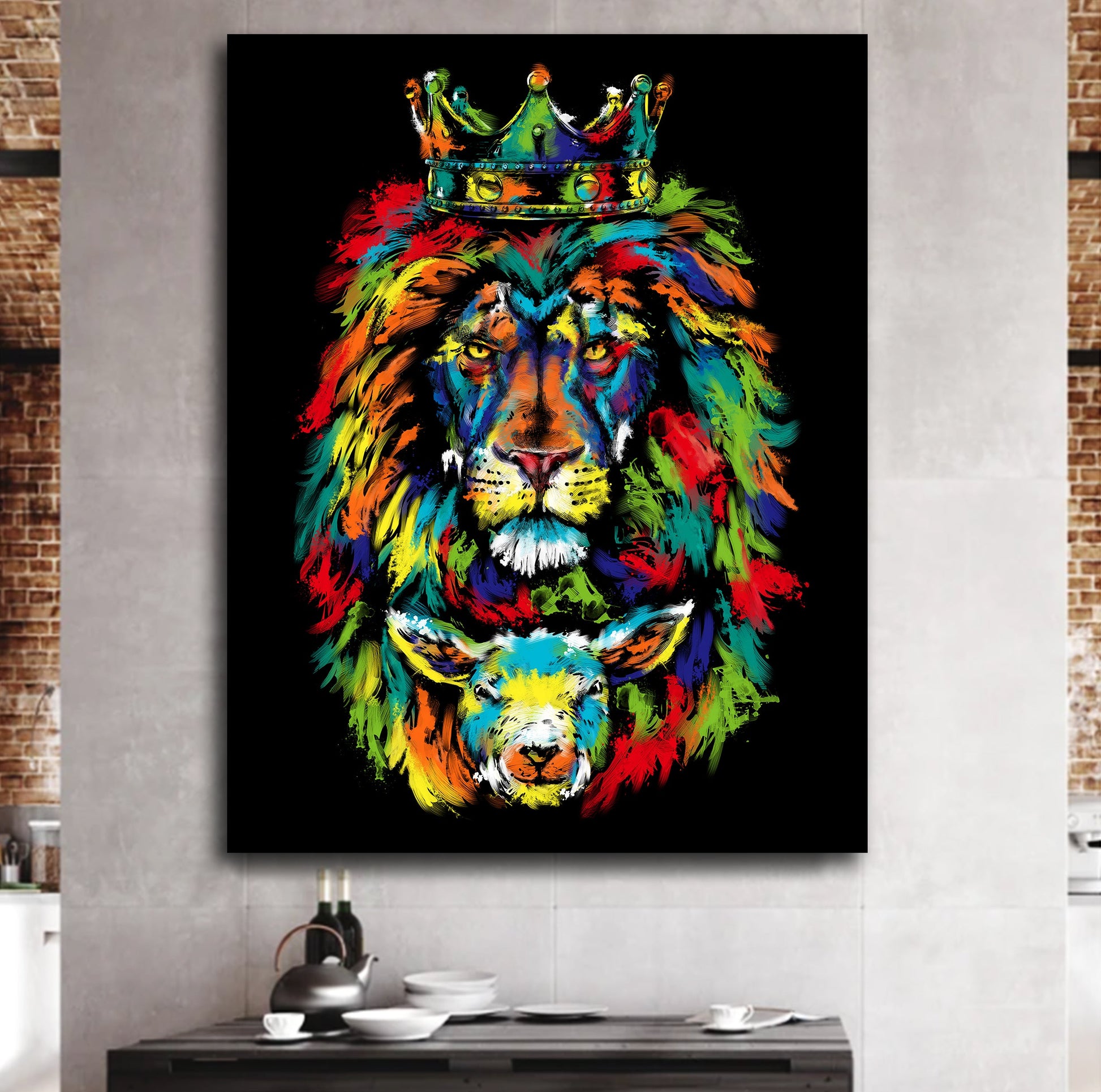 Lion And The Lamb Canvas - Religious Canvas Art - Religious Canvas Art - Christian Canvas Wall Art - Ciaocustom