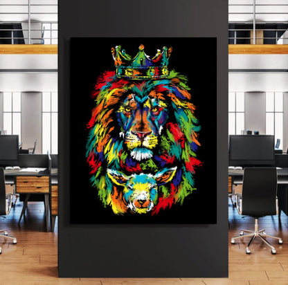 Lion And The Lamb Canvas - Religious Canvas Art - Religious Canvas Art - Christian Canvas Wall Art - Ciaocustom