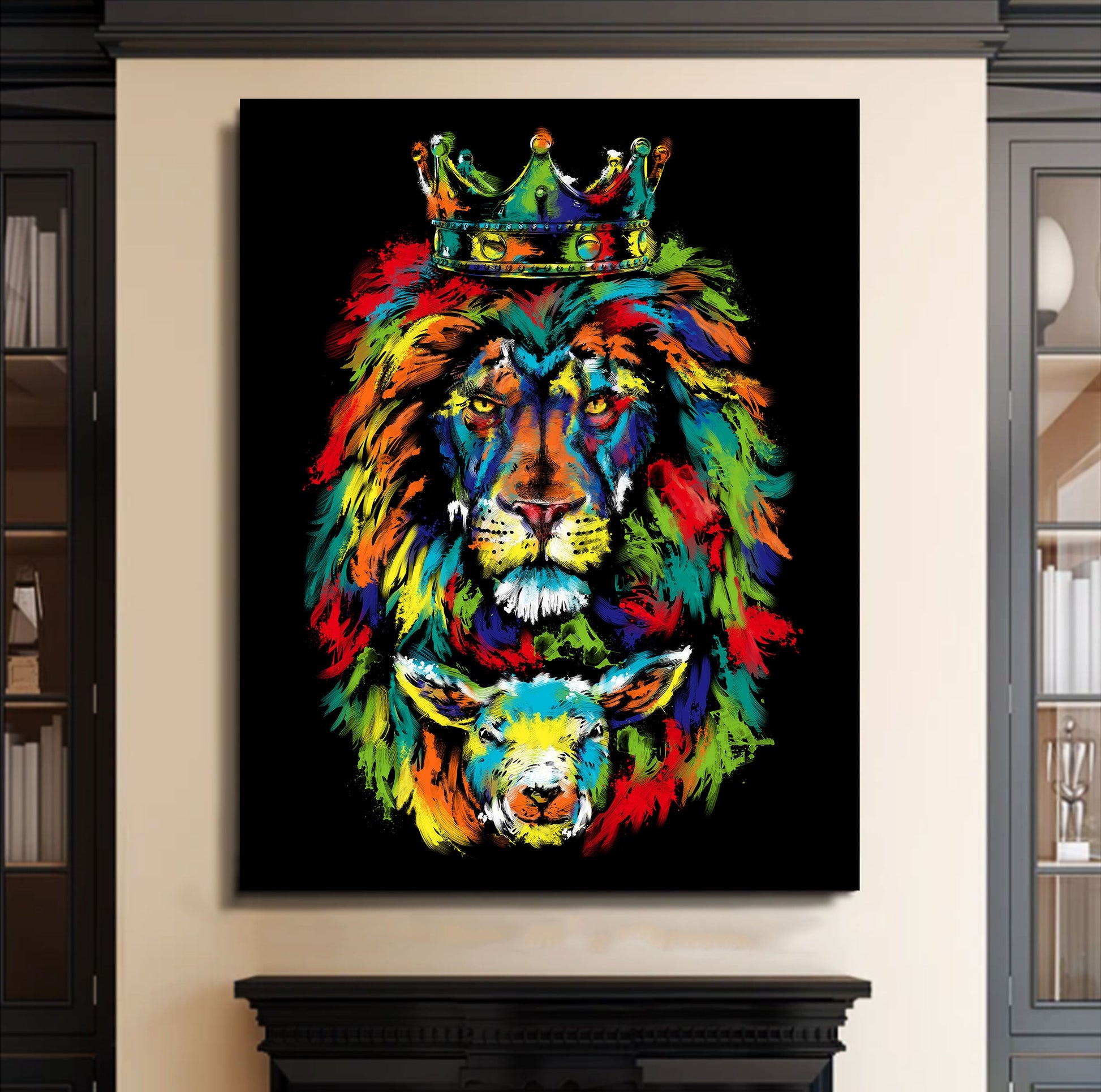 Lion And The Lamb Canvas - Religious Canvas Art - Religious Canvas Art - Christian Canvas Wall Art - Ciaocustom