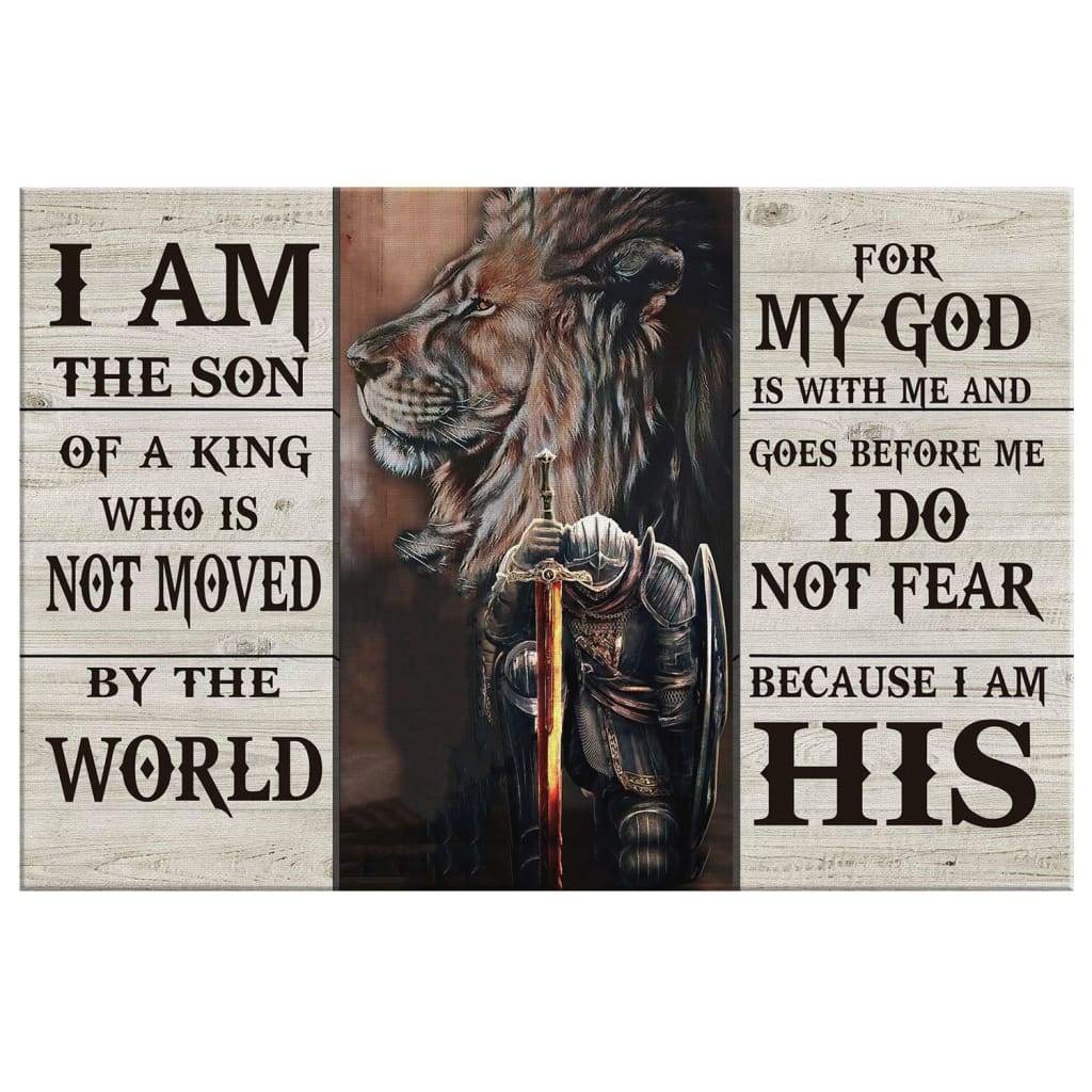 Lion And Warrior Canvas I Am The Son Of A King Wall Art Decor - Religious Wall Decor
