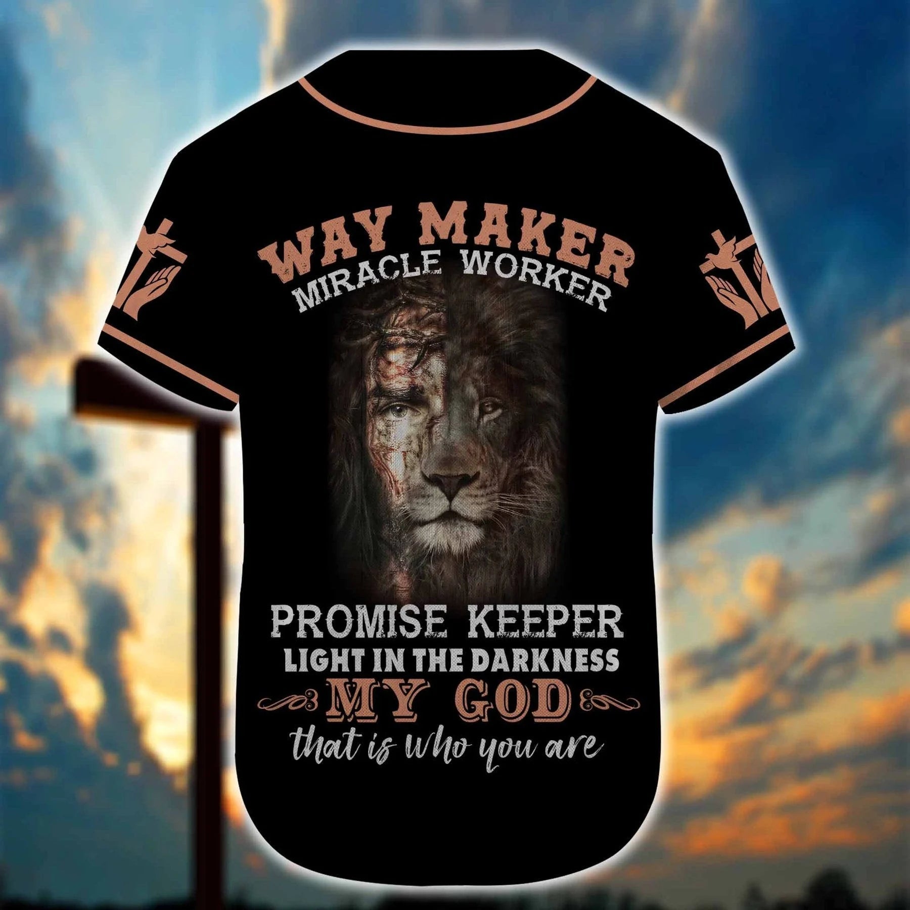 Lion Baseball Jersey - My God Custom Printed 3D Baseball Jersey Shirt For Men and Women