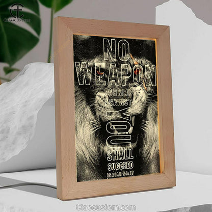 Lion, Black Painting, No Weapon Formed Against You Shall Succeed Frame Lamp