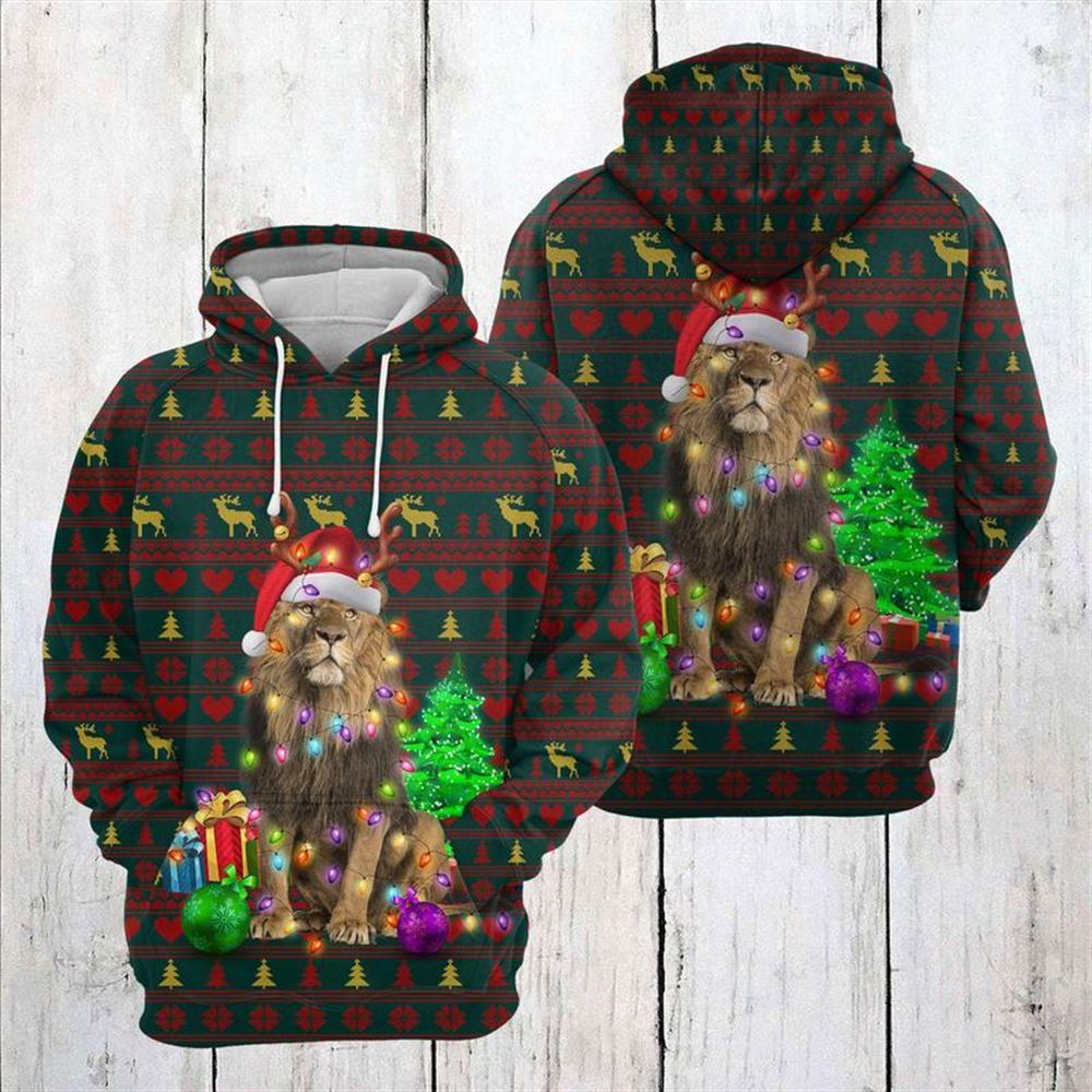 Lion Christmas Beauty All Over Print 3D Hoodie For Men And Women, Christmas Gift, Warm Winter Clothes, Best Outfit Christmas