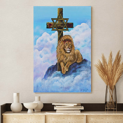 Lion Cross Canvas Picture - Jesus Christ Canvas Art - Christian Wall Canvas