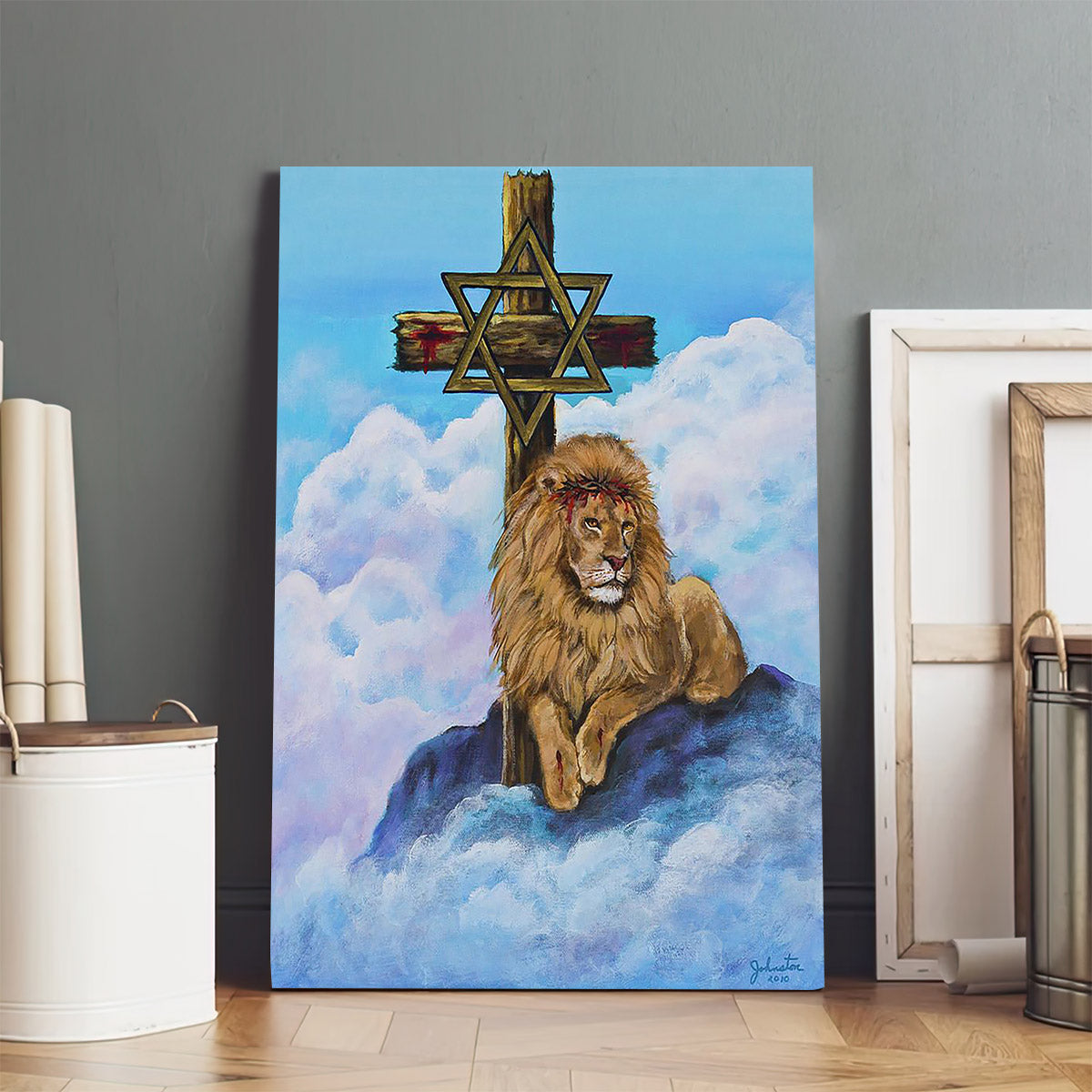 Lion Cross Canvas Picture - Jesus Christ Canvas Art - Christian Wall Canvas