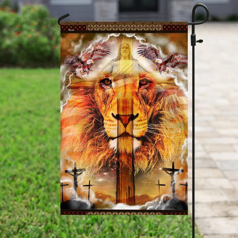 Lion Cross Jesus Christ Our Hope House Flag - Christian Garden Flags - Christian Flag - Religious Flags