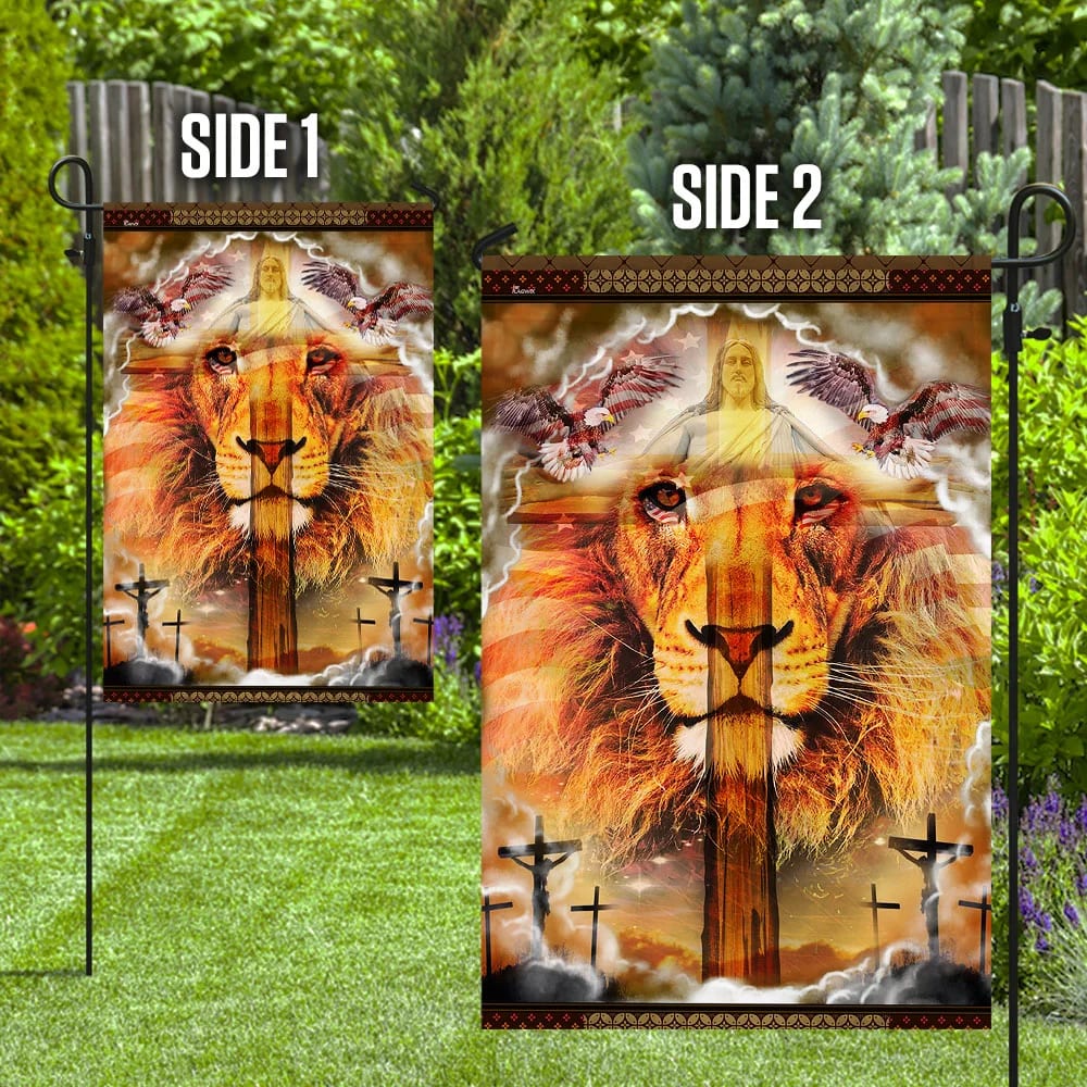 Lion Cross Jesus Christ Our Hope House Flag - Christian Garden Flags - Christian Flag - Religious Flags