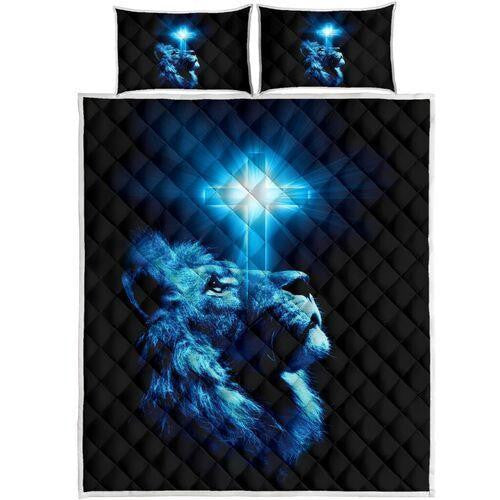 Lion Cross Jesus Quilt Bedding Set - Christian Bedding Sets