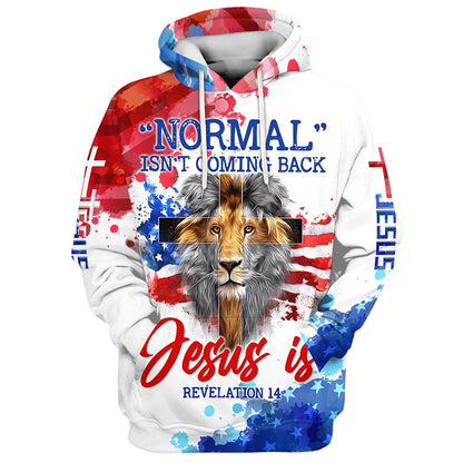 Lion Cross Normal Isn't Coming Back Jesus Is Hoodies - Jesus Hoodie - Men & Women Christian Hoodie - 3D Printed Hoodie