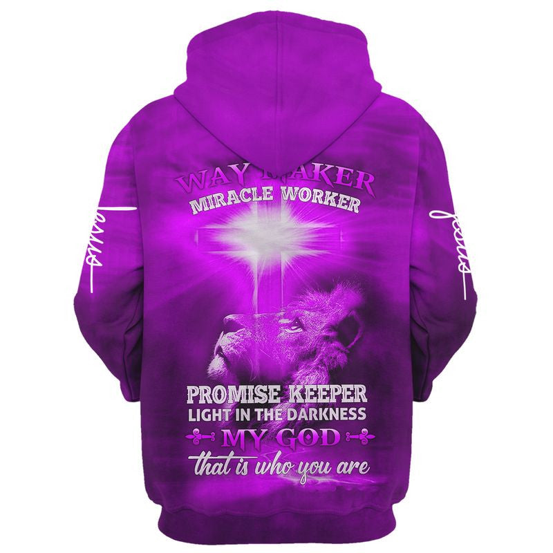 Lion Cross Way Maker Miracle Worker Promise Keeper My God Hoodie - Men & Women Christian Hoodie - 3D Printed Hoodie