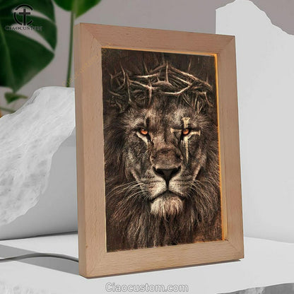 Lion Crown Of Thorn Cross Frame Lamp