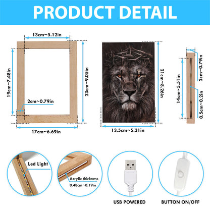 Lion Crown Of Thorn Cross Frame Lamp