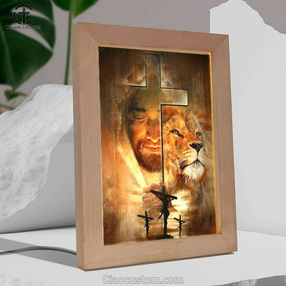 Lion Drawing, Jesus, Amazing Sunset, Big Cross Frame Lamp