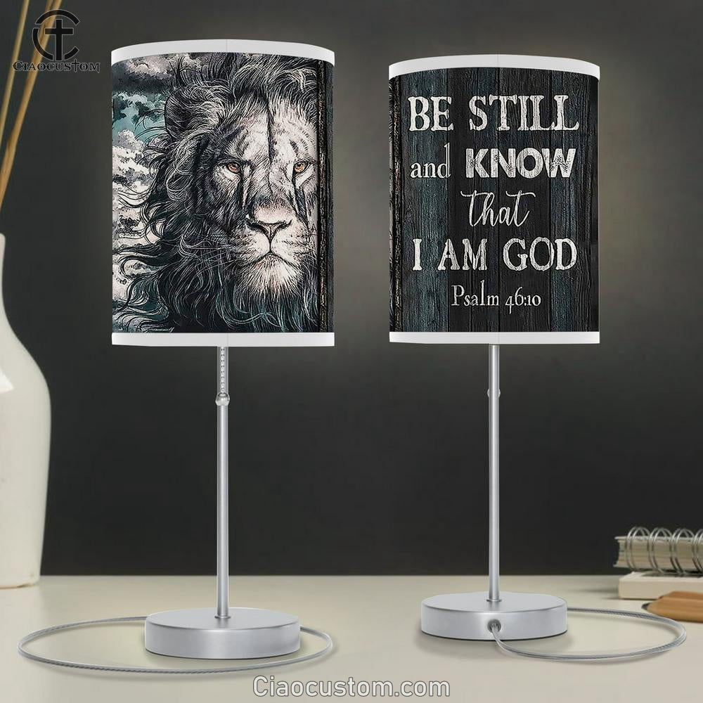 Lion Face Be Still And Know Table Lamp Art - Lion Table Lamp Room Decor