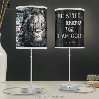 Lion Face Be Still And Know Table Lamp Art - Lion Table Lamp Room Decor