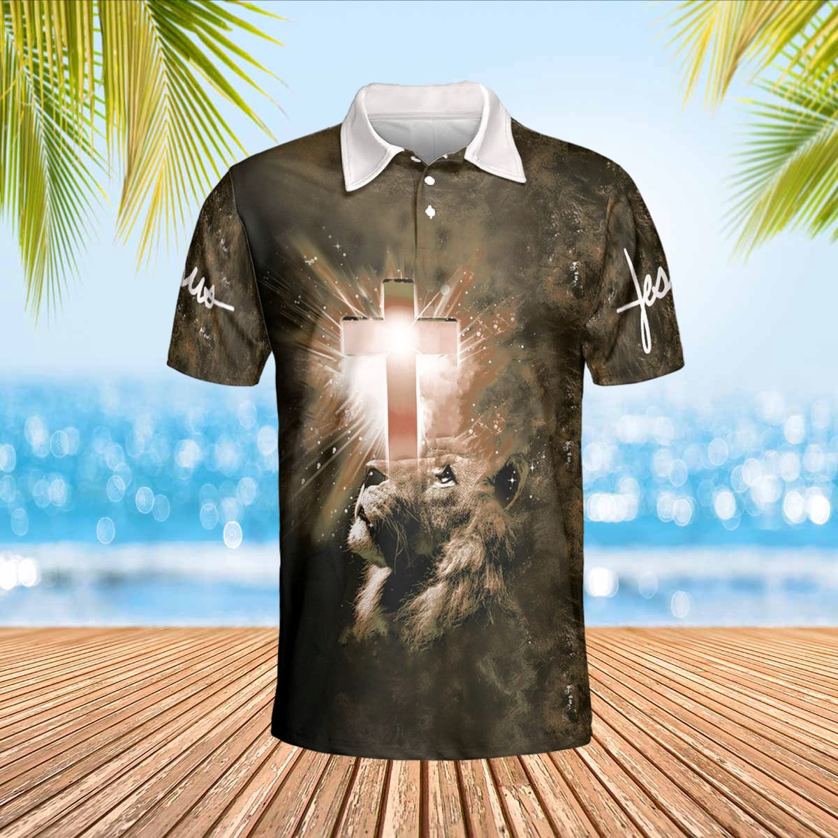 Lion Faith Over Fear Polo Shirts - Christian Shirt For Men And Women