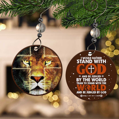 Lion Faith Stand With God Ceramic Circle Ornament - Decorative Ornament - Christmas Ornament