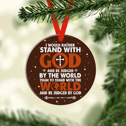 Lion Faith Stand With God Ceramic Circle Ornament - Decorative Ornament - Christmas Ornament